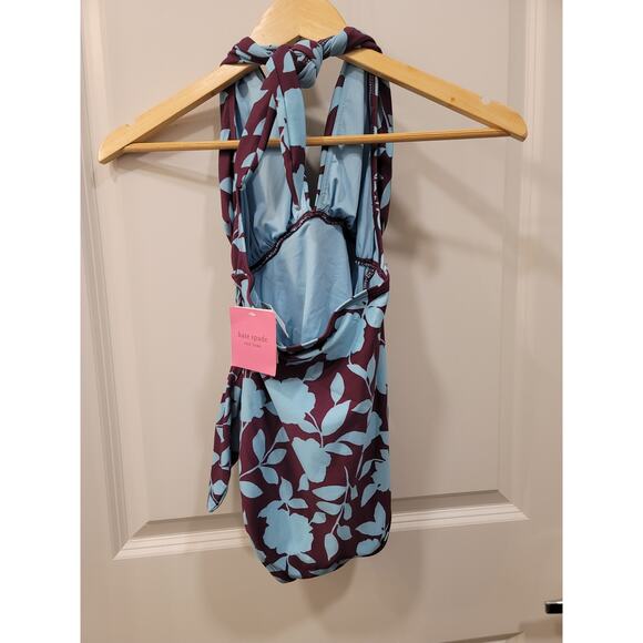 Kate Spade Belted Plunge One Piece Floral Swimsuit - Picture 4 of 11